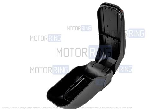 Подлокотник-бокс в экокоже с красной строчкой для Лада Ларгус, Renault Logan, Sandero, Nissan Almera