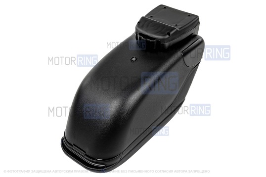 Подлокотник-бокс Sal-Man в экокоже с синей строчкой для Лада Ларгус, Renault Logan, Sandero, Nissan Almera