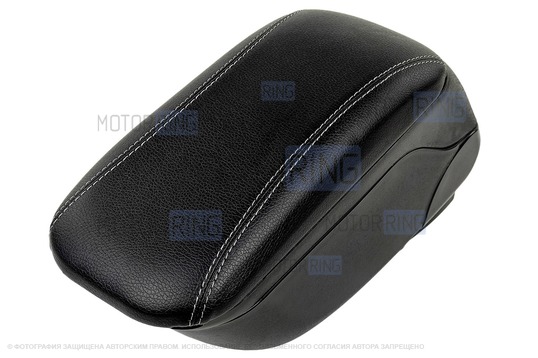 Подлокотник-бокс Sal-Man в экокоже с серой строчкой для Лада Ларгус, Renault Logan, Sandero, Nissan Almera