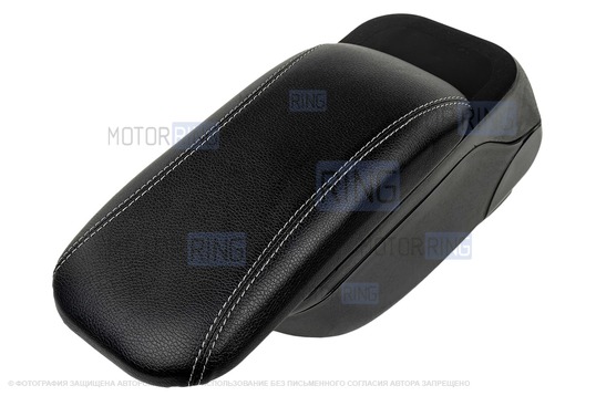 Подлокотник-бокс Sal-Man в экокоже с серой строчкой для Лада Ларгус, Renault Logan, Sandero, Nissan Almera