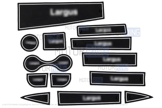 Комплект силиконовых черно-белых ковриков панели приборов и консоли для Лада Ларгус