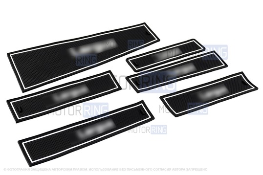 Комплект силиконовых черно-белых ковриков панели приборов и консоли для Лада Ларгус