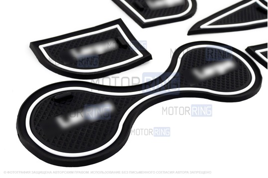 Комплект силиконовых черно-белых ковриков панели приборов и консоли для Лада Ларгус