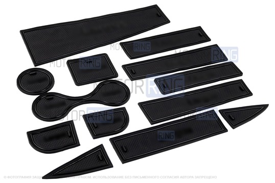 Комплект силиконовых черных ковриков панели приборов и консоли для Лада Ларгус_1