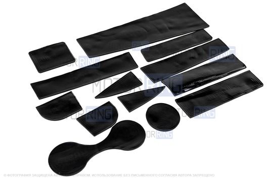 Комплект силиконовых черных ковриков панели приборов и консоли для Лада Ларгус