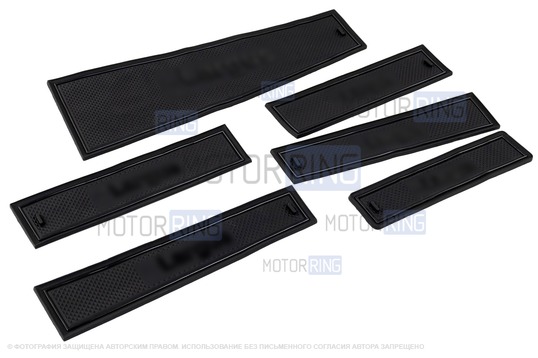 Комплект силиконовых черных ковриков панели приборов и консоли для Лада Ларгус