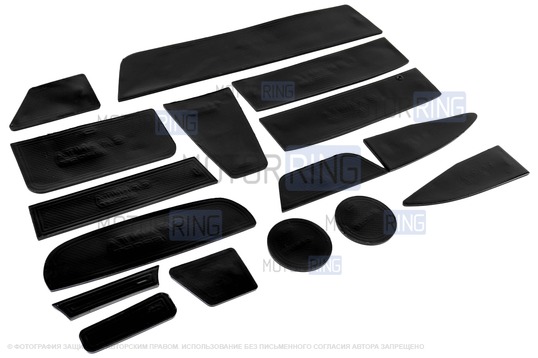 Комплект черных силиконовых ковриков панели приборов и консоли Sport для Лада Гранта первого поколения (СО)