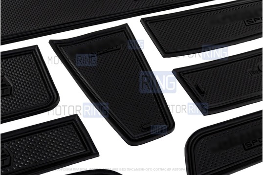 Комплект черных силиконовых ковриков панели приборов и консоли Sport для Лада Гранта первого поколения (СО)