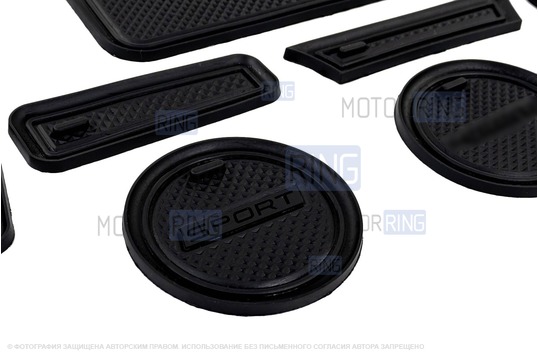 Комплект черных силиконовых ковриков панели приборов и консоли нового образца для Лада Гранта FL