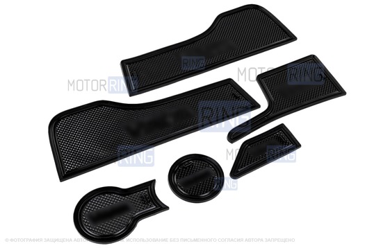 Комплект силиконовых черных ковриков панели приборов и консоли для Лада Веста 2015-2022 годов_1