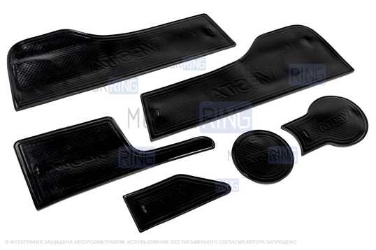 Комплект силиконовых черных ковриков панели приборов и консоли для Лада Веста 2015-2022 годов