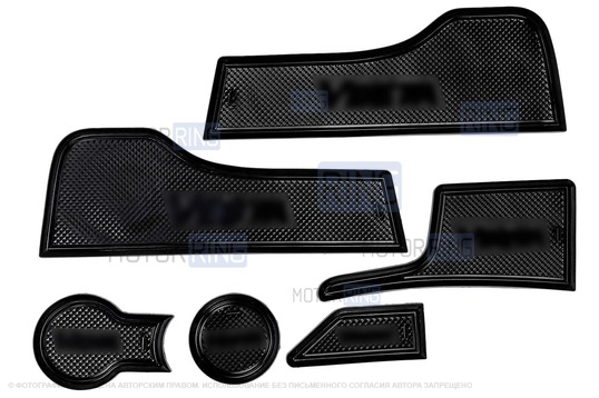 Комплект силиконовых черных ковриков панели приборов и консоли для Лада Веста 2015-2022 годов