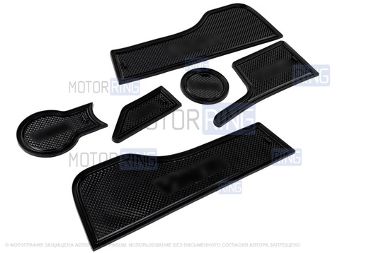 Комплект силиконовых черных ковриков панели приборов и консоли для Лада Веста 2015-2022 годов