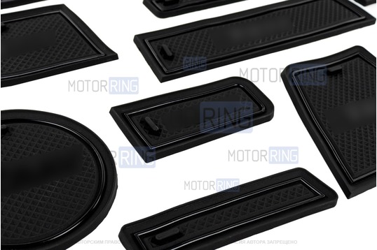 Комплект силиконовых черных ковриков панели приборов и консоли для Лада Икс Рей