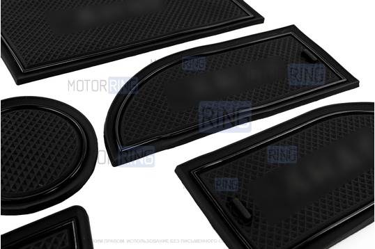 Комплект силиконовых черных ковриков панели приборов и консоли для Лада Икс Рей