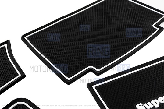 Комплект черно-белых силиконовых ковриков панели приборов и консоли Super Auto для ВАЗ 2113-2115