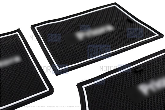 Комплект силиконовых черно-белых ковриков панели приборов и консоли для Лада Приора 2 (2013-2018)