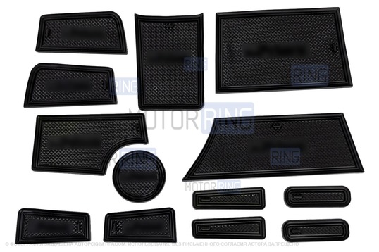 Комплект силиконовых черных ковриков панели приборов и консоли для Лада Приора 2 (2013-2018)