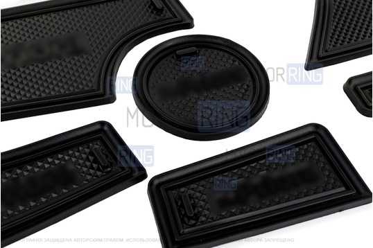 Комплект силиконовых черных ковриков панели приборов и консоли для Лада Приора 2 (2013-2018)