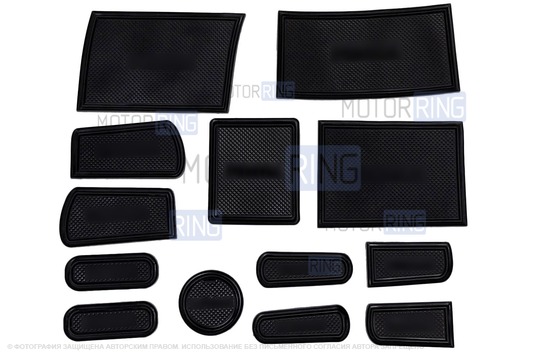 Комплект силиконовых черных ковриков панели приборов и консоли для Лада Приора 1 (2007-2012)