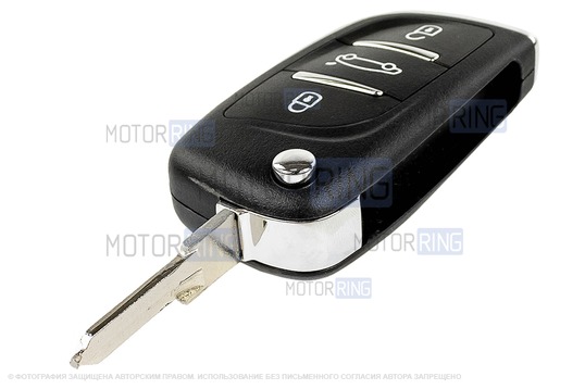 Выкидной ключ зажигания в стиле Пежо без чипа (пустой) для ВАЗ 2101-2107, Лада 4х4, Нива Легенд