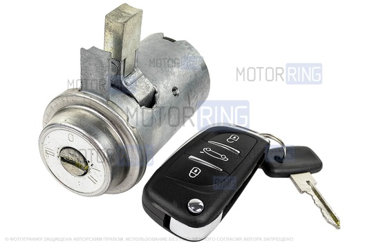 Замок зажигания с выкидным ключом в стиле Пежо без чипа (пустой) для ВАЗ 2101-2107, Лада 4х4, Нива Легенд_1