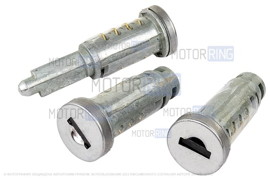 Замок зажигания с выкидным ключом в стиле Пежо без чипа (пустой) и личинками нового образца для ВАЗ 2108-21099, 2113, 2114