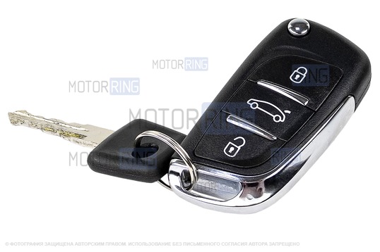 Замок зажигания с выкидным ключом в стиле Пежо без чипа (пустой) и личинками нового образца для ВАЗ 2108-21099, 2113, 2114