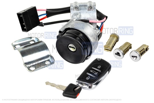 Замок зажигания старого образца с личинками и выкидным ключом в стиле Пежо без чипа (пустой) для Лада Калина, Гранта, Нива Тревел, Шевроле Нива_1