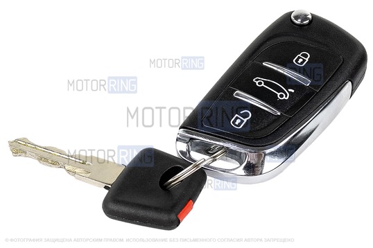 Замок зажигания старого образца с личинками и выкидным ключом в стиле Пежо без чипа (пустой) для Лада Калина, Гранта, Нива Тревел, Шевроле Нива