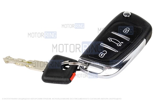 Замок зажигания с личинками и выкидным ключом в стиле Пежо без чипа (пустой) для Лада Приора, Приора 2