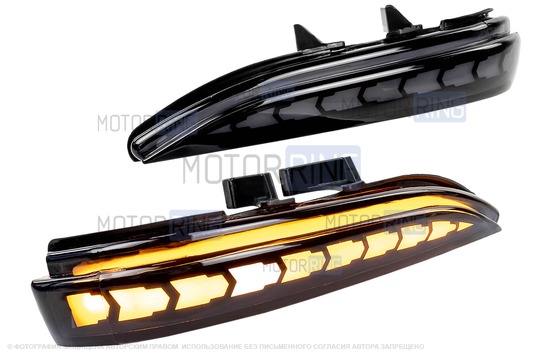Светодиодные повторители поворота черные с узором N10 в зеркала образца 2015 года для Лада Веста, Веста Кросс_1
