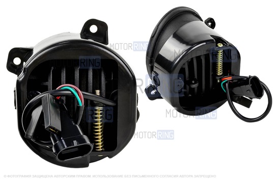 Диодные ПТФ серии Эконом (46W, 2600lux) с кольцом ДХО для Лада Калина, Калина 2, Гранта, Ларгус, Датсун до 2019 г.в., УАЗ Патриот