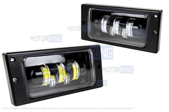 Двухцветные светодиодные ПТФ Эконом (5 линз, 20W, 1900lux) для ВАЗ 2110-2112, 2113-2115, Шевроле Нива до рестайлинга 2009 года