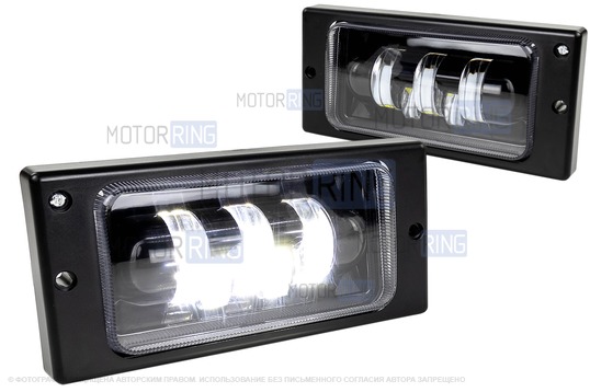 Двухцветные светодиодные ПТФ Эконом (5 линз, 20W, 1900lux) для ВАЗ 2110-2112, 2113-2115, Шевроле Нива до рестайлинга 2009 года