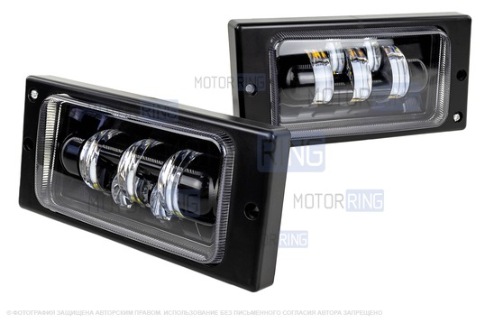 Двухцветные светодиодные ПТФ Эконом (5 линз, 20W, 1900lux) для ВАЗ 2110-2112, 2113-2115, Шевроле Нива до рестайлинга 2009 года