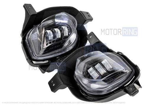 Диодные ПТФ Sal-Man 50W 4600lux 6000К 3 линзы для Hyundai Solaris 2 с 2020 г.в. (рестайлинг)