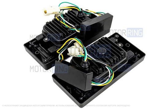 Двухцветные светодиодные ПТФ Эконом (4 линзы, 20W, 1200lux) для ВАЗ 2110-2112, 2113-2115, Шевроле Нива до рестайлинга 2009 года