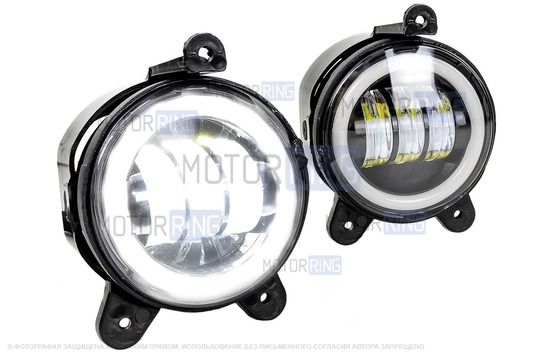 Диодные ПТФ серии Эконом (46W, 2600lux) с кольцом ДХО для Лада Приора, Шевроле Нива с 2009 г.в., Лада Нива 2123, ГАЗ Газель_1