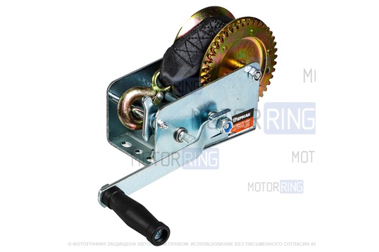 Лебедка ручная шестеренчатая Ермак TRT 1201S (трос - ремень) 900кг, длина троса 10м_1