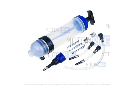 Шприц для масла пластиковый 1500мл прозрачный корпус с комплектом насадок Ермак_1