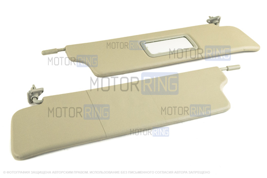 Cолнцезащитные козырьки с зеркалом и центральным кронштейном для Лада 4х4 (Нива) 1993-2019 г.в.