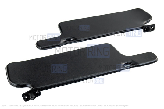 Черные солнцезащитные козырьки с зеркалом, крючками и комплектом саморезов для ВАЗ 2108-21099, 2113-2115