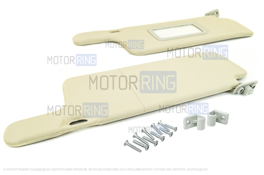 Солнцезащитные козырьки с зеркалом, крючками и комплектом саморезов для ВАЗ 2108-21099, 2113-2115_1