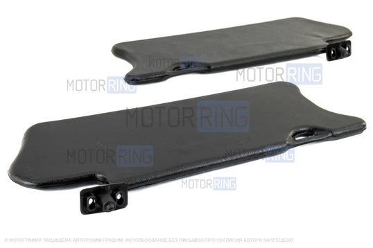 Черные солнцезащитные козырьки с зеркалом, крючками и комплектом саморезов для ВАЗ 2110-2112