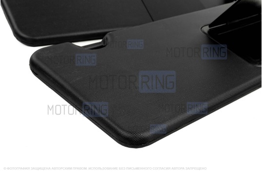 Черные противосолнечные козырьки с открывающимся зеркалом и комплектом саморезов для Лада Приора