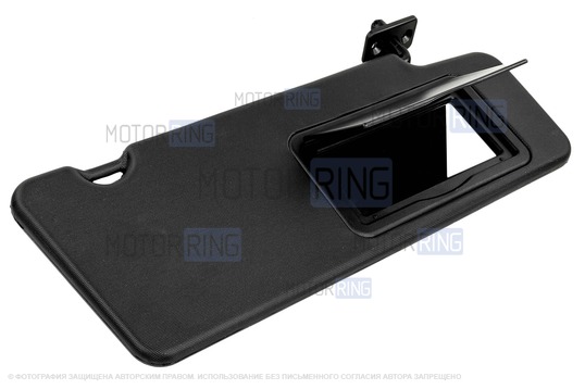 Черные противосолнечные козырьки с открывающимся зеркалом и комплектом саморезов для Лада Приора