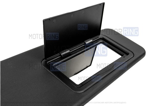 Черные противосолнечные козырьки с открывающимся зеркалом и комплектом саморезов для Лада Приора