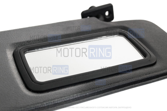 Черные противосолнечные козырьки с зеркалом и комплектом саморезов для Лада Приора