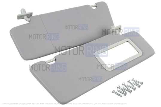 Противосолнечные козырьки с зеркалом и комплектом саморезов для Лада Приора_1